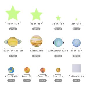 Glow in The Dark Stars and Planet Solar System Walls 109 Fluorescent Stars Stickers Decorative Kid's Bedroom Ceiling Christmas Birthday Gift for Girls and Boys