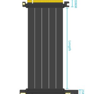 GLOTRENDS 200mm PCIe 4.0 X16 GPU Riser Cable, Female 90 Degree Angle, Compatible with Gen 4 GPUs, Such as RTX4090-RTX3060, RX7900, RX6950XT-RX6500XT,etc (PCIE40-X16-200MM-1890D)