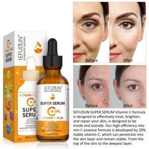 20% Vitamin C Serum for Face with Hyaluronic Acid 1 Fl Oz, Anti Aging Facial Serum for Women & Men, Antioxidant, Boost Skin Collagen, Fades Dark Spot, Hydrate & Plump Skin, Anti Aging & Wrinkle