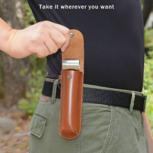 BURTOK Bushcraft Hand Auger Wrench, Heavy-Duty Scotch Eye Wood Auger, Hand Auger Wood Drill, Manual Hole Maker Multitool with Leather Case for Camping, Outdoor, Hiking