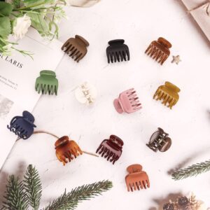 12 Pcs Double Row Teeth Claw Clips 1.6" Medium Jaw Clips - Matte and Shiny Small Hair Accessories for Thin, Short Hair Half-Updo Hairstyles for Women and Girls