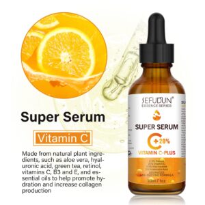 20% Vitamin C Serum for Face with Hyaluronic Acid 1 Fl Oz, Anti Aging Facial Serum for Women & Men, Antioxidant, Boost Skin Collagen, Fades Dark Spot, Hydrate & Plump Skin, Anti Aging & Wrinkle