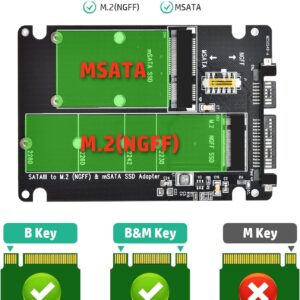 ELUTENG M.2 SATA to SATA Adapter (Not Support NVME/M.2 PCIE) MSATA and B Key/B&M Key M.2 NGFF SDD to 2.5" SATA III 2 in 1 Converter Supports MSATA/M.2 NGFF SSD Not for M Key