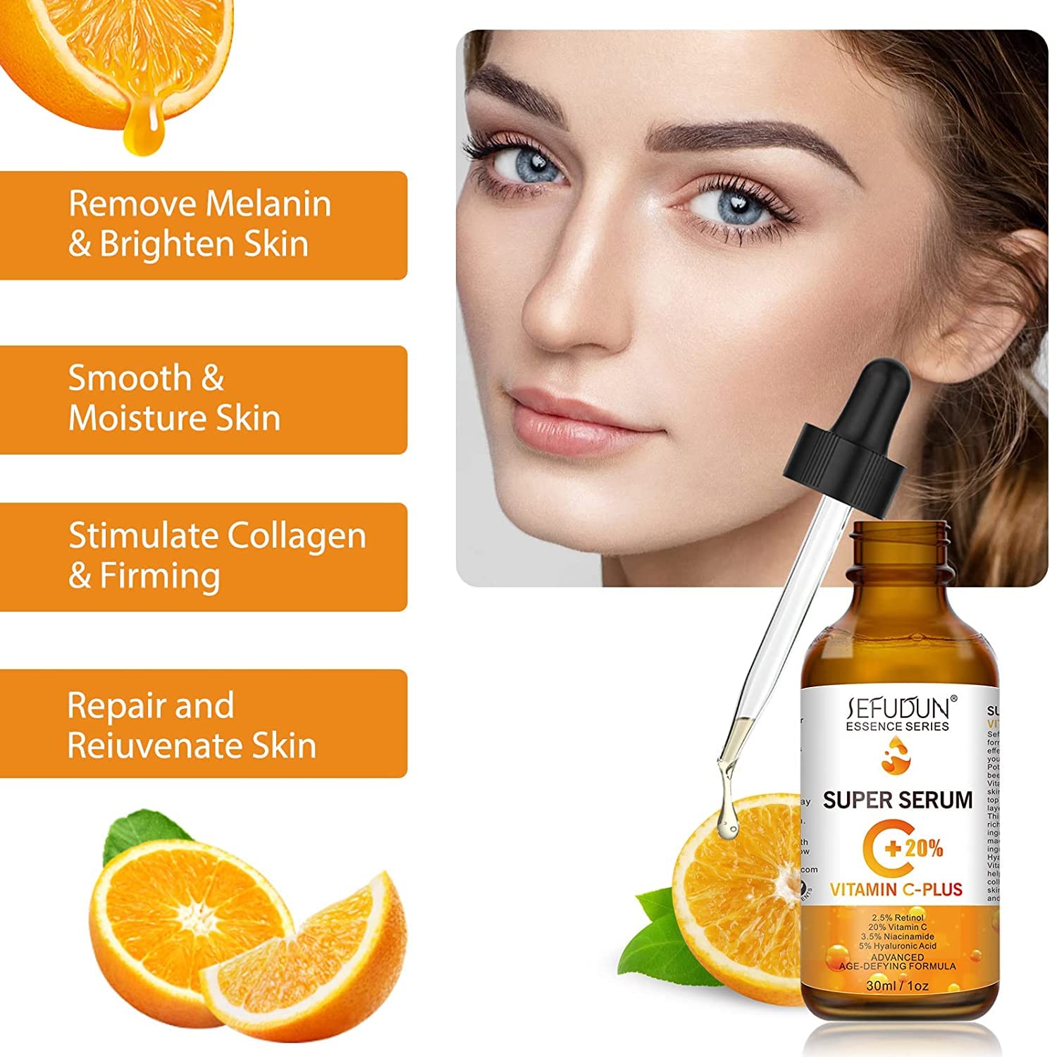 20% Vitamin C Serum for Face with Hyaluronic Acid 1 Fl Oz, Anti Aging Facial Serum for Women & Men, Antioxidant, Boost Skin Collagen, Fades Dark Spot, Hydrate & Plump Skin, Anti Aging & Wrinkle