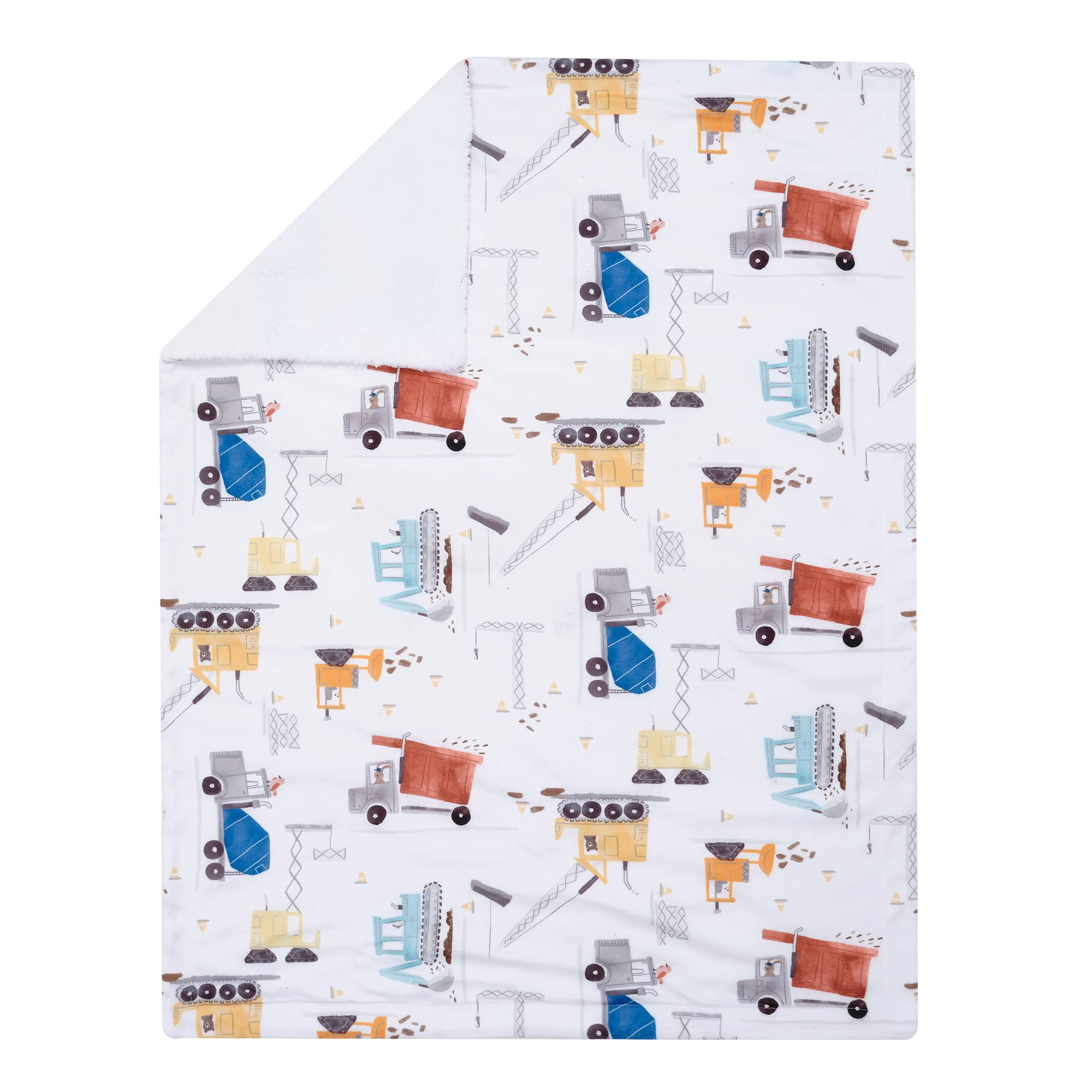 Bedtime Originals Construction Zone White Cozy Fleece Trucks Baby Blanket