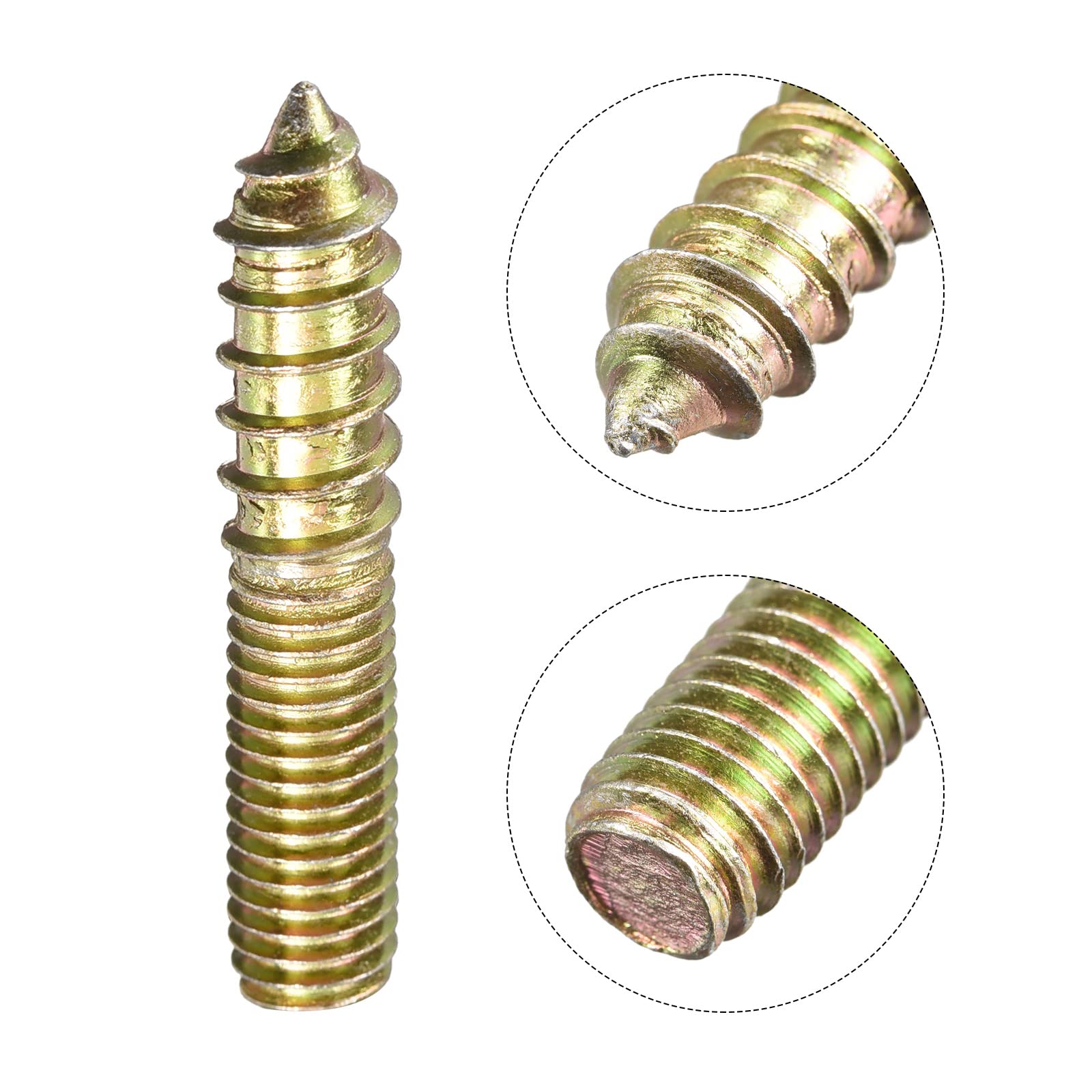 uxcell M8x40mm Hanger Bolts, 24pcs Double Ended Thread Dowel Screws for Wood Furniture Connecting