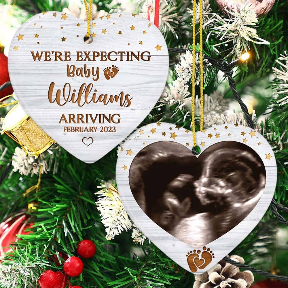 TheUnifury Custom Baby Bump Ornament - Pregnancy Ornaments for Expecting 2024 - Ultrasound Ornament - We're Expecting Ornament - Pregnancy Announcement Ornament - Pregnancy Gift