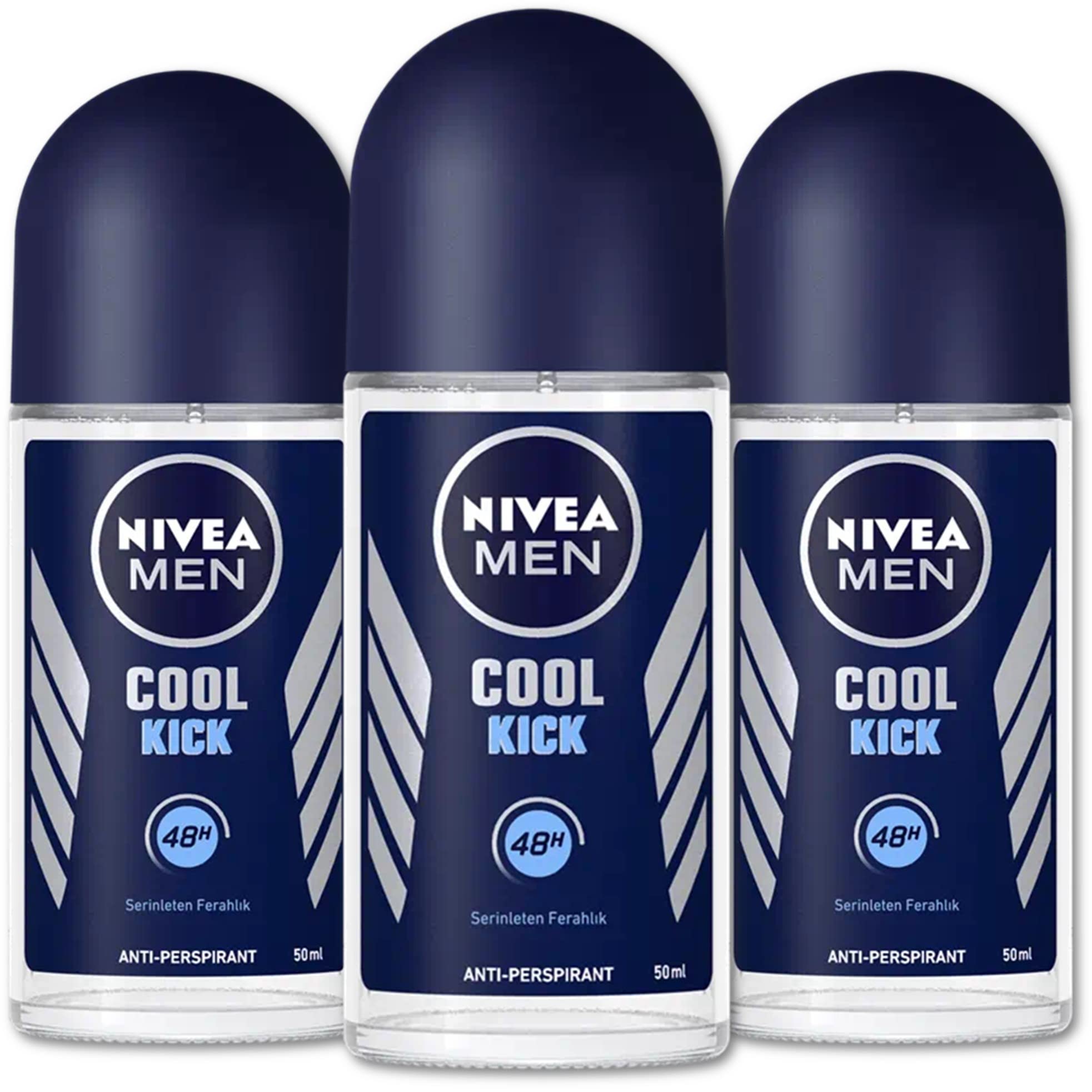 Nivea for Men Cool Kick Anti-Transpirant Deodorant ROLL-ON, 50 ML / 1.7 OZ (PACK OF 3)