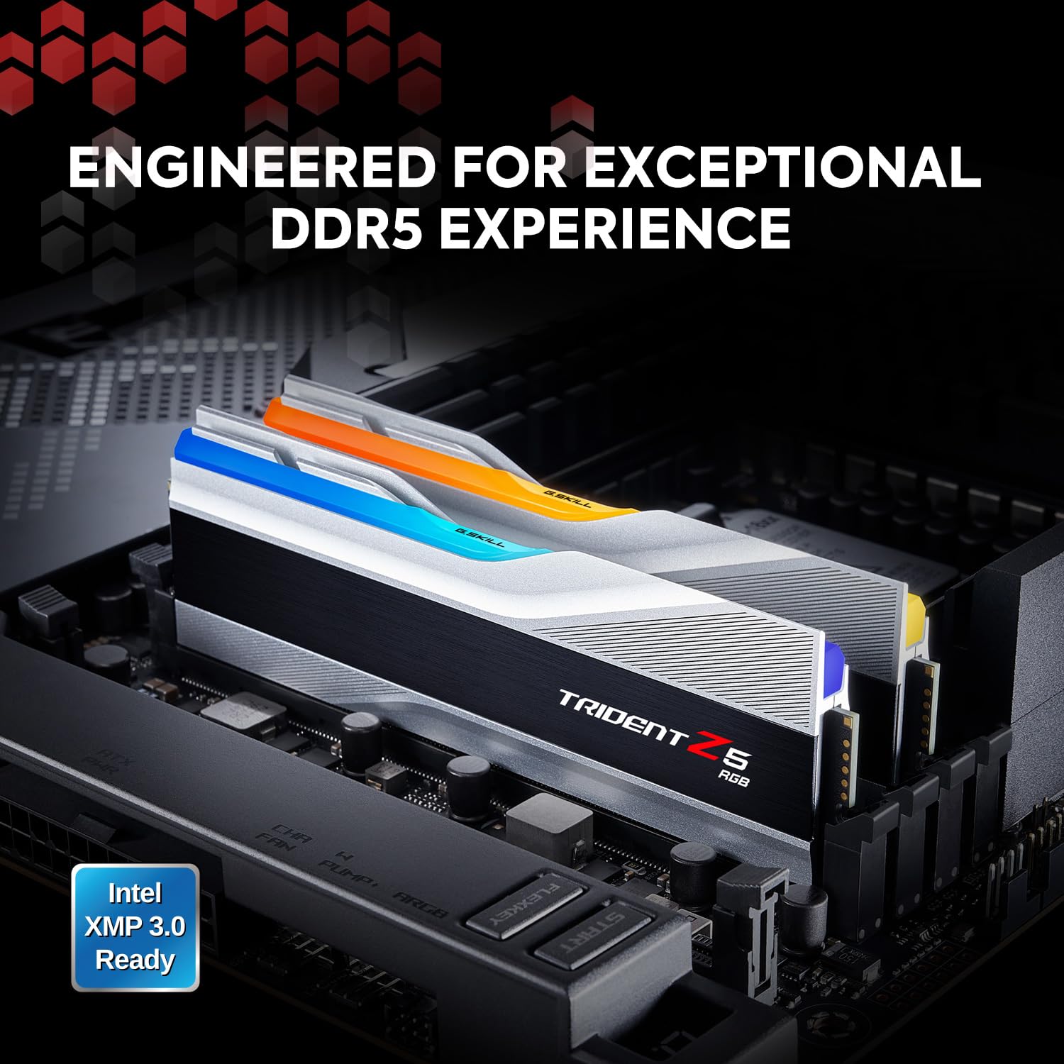 G.SKILL Trident Z5 RGB Series (Intel XMP 3.0) DDR5 RAM 32GB (2x16GB) 7600MT/s CL36-46-46-121 1.40V Desktop Computer Memory UDIMM - Metallic Silver (F5-7600J3646G16GX2-TZ5RS)