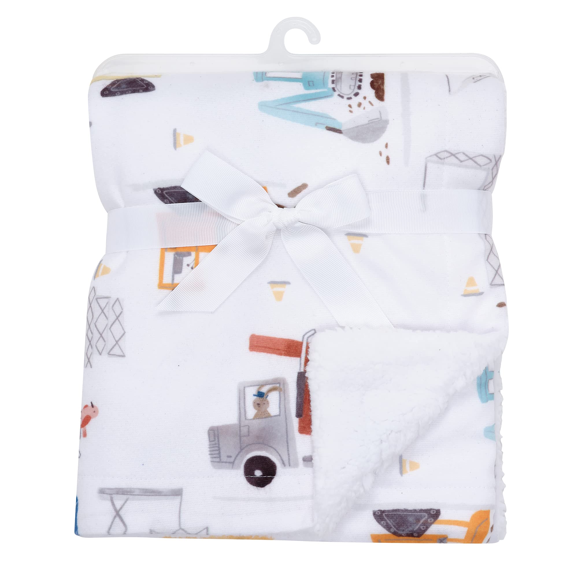 Bedtime Originals Construction Zone White Cozy Fleece Trucks Baby Blanket