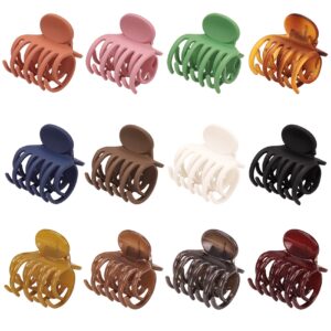 12 pcs double row teeth claw clips 1.6" medium jaw clips - matte and shiny small hair accessories for thin, short hair half-updo hairstyles for women and girls