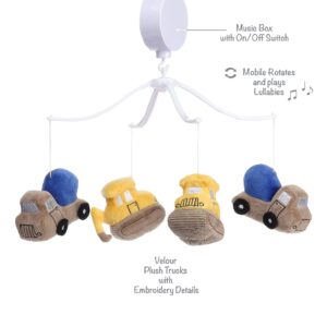 Bedtime Originals Construction Zone Musical Baby Crib Mobile Soother Toy- Trucks