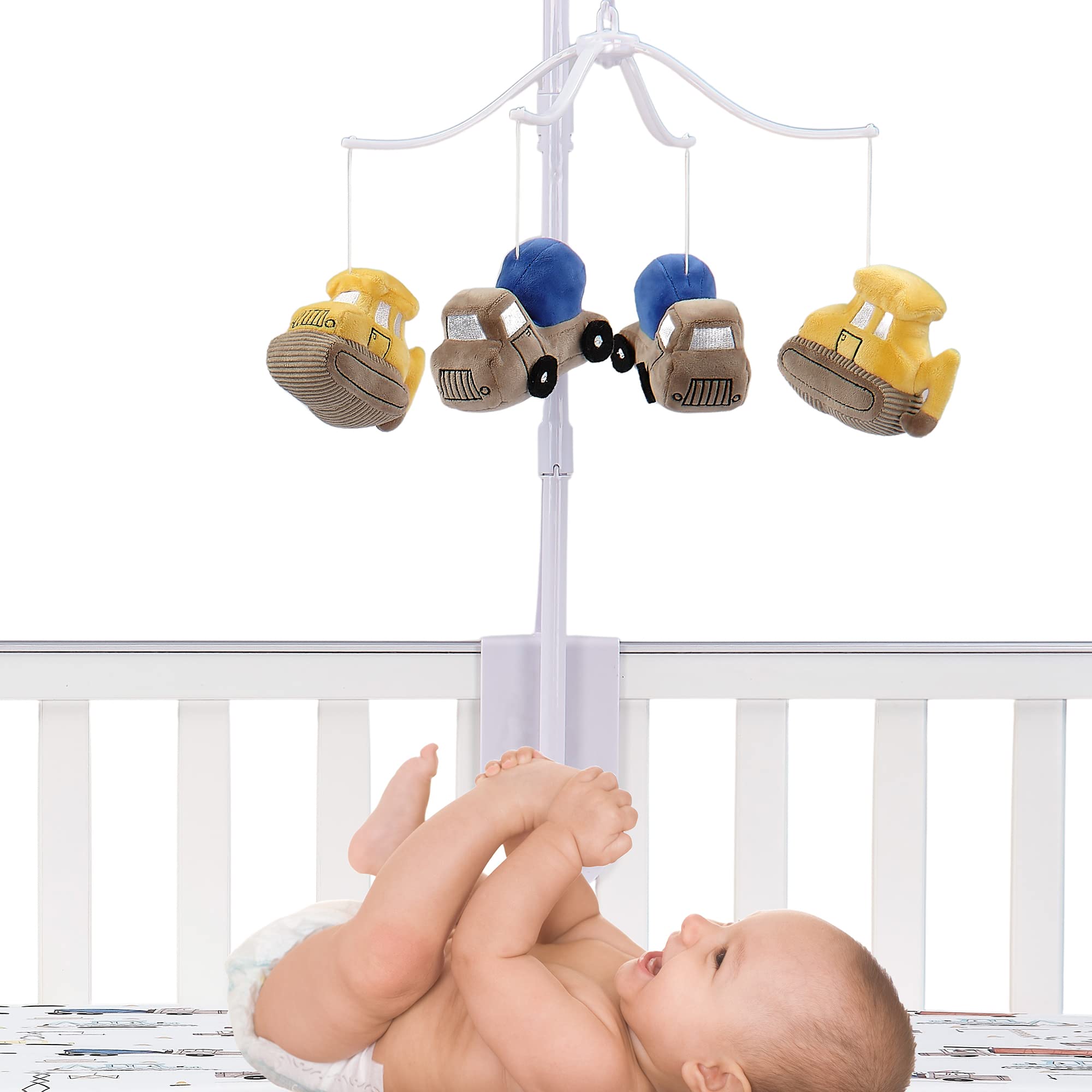 Bedtime Originals Construction Zone Musical Baby Crib Mobile Soother Toy- Trucks