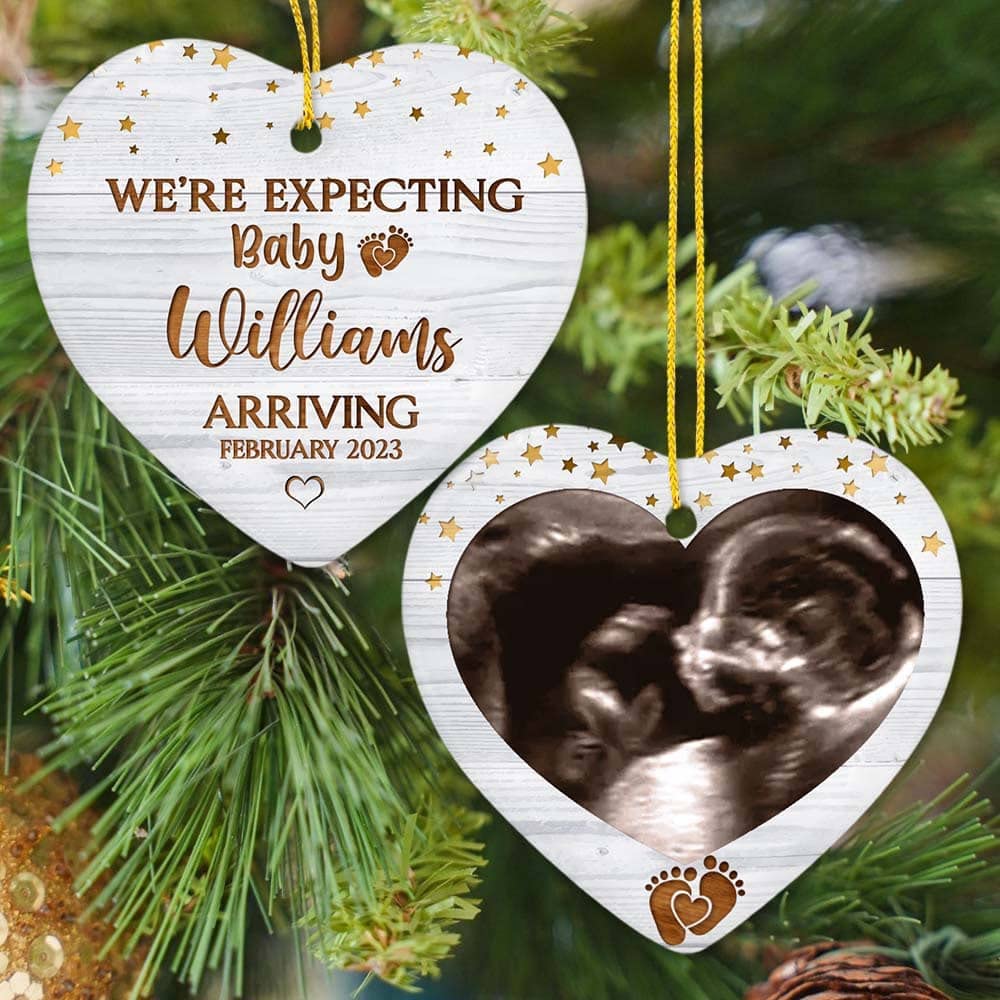 TheUnifury Custom Baby Bump Ornament - Pregnancy Ornaments for Expecting 2024 - Ultrasound Ornament - We're Expecting Ornament - Pregnancy Announcement Ornament - Pregnancy Gift