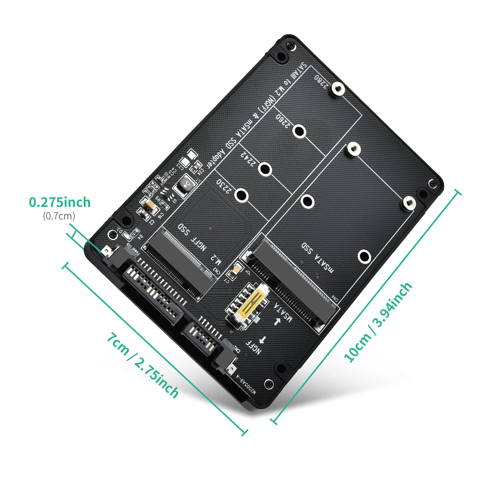 ELUTENG M.2 SATA to SATA Adapter (Not Support NVME/M.2 PCIE) MSATA and B Key/B&M Key M.2 NGFF SDD to 2.5" SATA III 2 in 1 Converter Supports MSATA/M.2 NGFF SSD Not for M Key