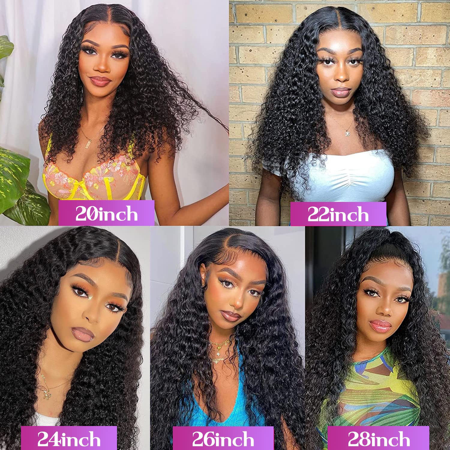 UPIGUILK 13x6 Deep Wave Lace Front Wigs Human Hair Pre Plucked HD Frontal for Black Women Curly Wig 180% Glueless with Baby Wet and Wavy 18 Inch