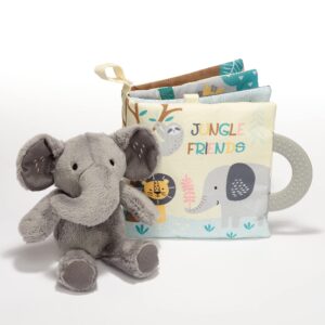 lambs & ivy jungle friends developmental soft book & elephant plush toy gift set