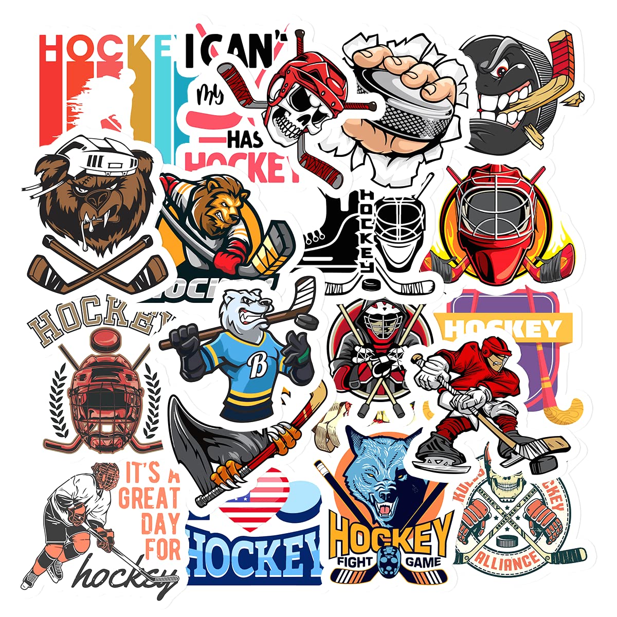 GOLEEX 20 Pack Pcs Waterproof Vinyl Hockey Stickers Items for Teens Men Adults Kids Sports Scrapbooks Planners Laptop Helmet Bottles Car Decals Sticker Packs Gifts for Sportsmen