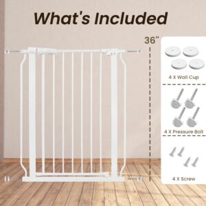 BalanceFrom Easy Walk-Thru Safety Gate for Doorways and Stairways with Auto-Close/Hold-Open Features, 36-Inch Tall, Fits 29.1 - 33.8 Inch Openings, White