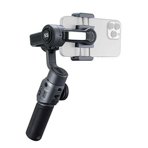 Zhiyun Smooth 5S Smartphone Gimbal Stabilizer 3-Axis with Built-in Fill Light for iPhone Android with Face Object Tracking for Vlog Video Live Stream INS YouTube (Smooth 5 Upgrade Version)-Gray