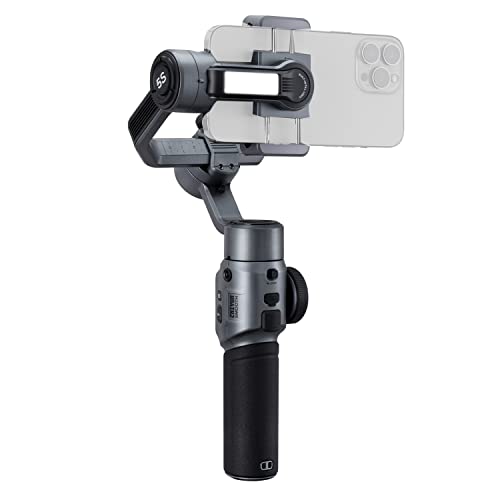 Zhiyun Smooth 5S Smartphone Gimbal Stabilizer 3-Axis with Built-in Fill Light for iPhone Android with Face Object Tracking for Vlog Video Live Stream INS YouTube (Smooth 5 Upgrade Version)-Gray