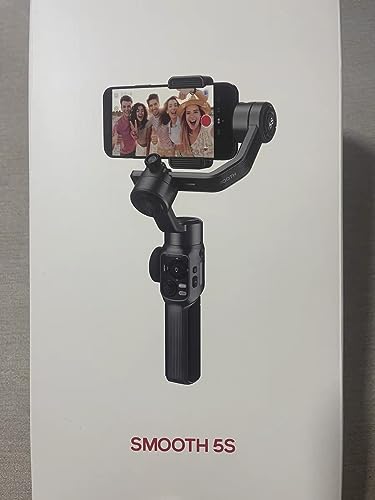 Zhiyun Smooth 5S Smartphone Gimbal Stabilizer 3-Axis with Built-in Fill Light for iPhone Android with Face Object Tracking for Vlog Video Live Stream INS YouTube (Smooth 5 Upgrade Version)-Gray