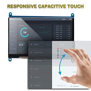 Pavv 7 Inch HD Display Touchscreen, HDMI 1024x600 Capacitive Display Screen for Raspberry Generation 1 2 3, Computer Monitor Supports Windows 7 8 10