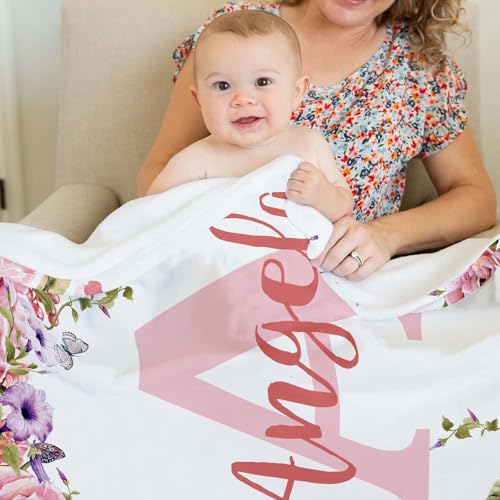 Corissy Ships Next Day, Personalized Baby Blankets, Custom Baby Blanket with Name for Girls,Gift for Chrismas Birthday Memorial Day, Customized Flannel Blanket for Kids Adults 30"X40"