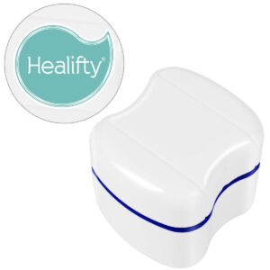 Retainer Case with Strainer Basket - Denture Storage Container Case Denture Cleaning Case for Braces, Dentures & Aligners (Blue)