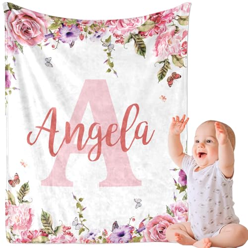 Corissy Ships Next Day, Personalized Baby Blankets, Custom Baby Blanket with Name for Girls,Gift for Chrismas Birthday Memorial Day, Customized Flannel Blanket for Kids Adults 30"X40"