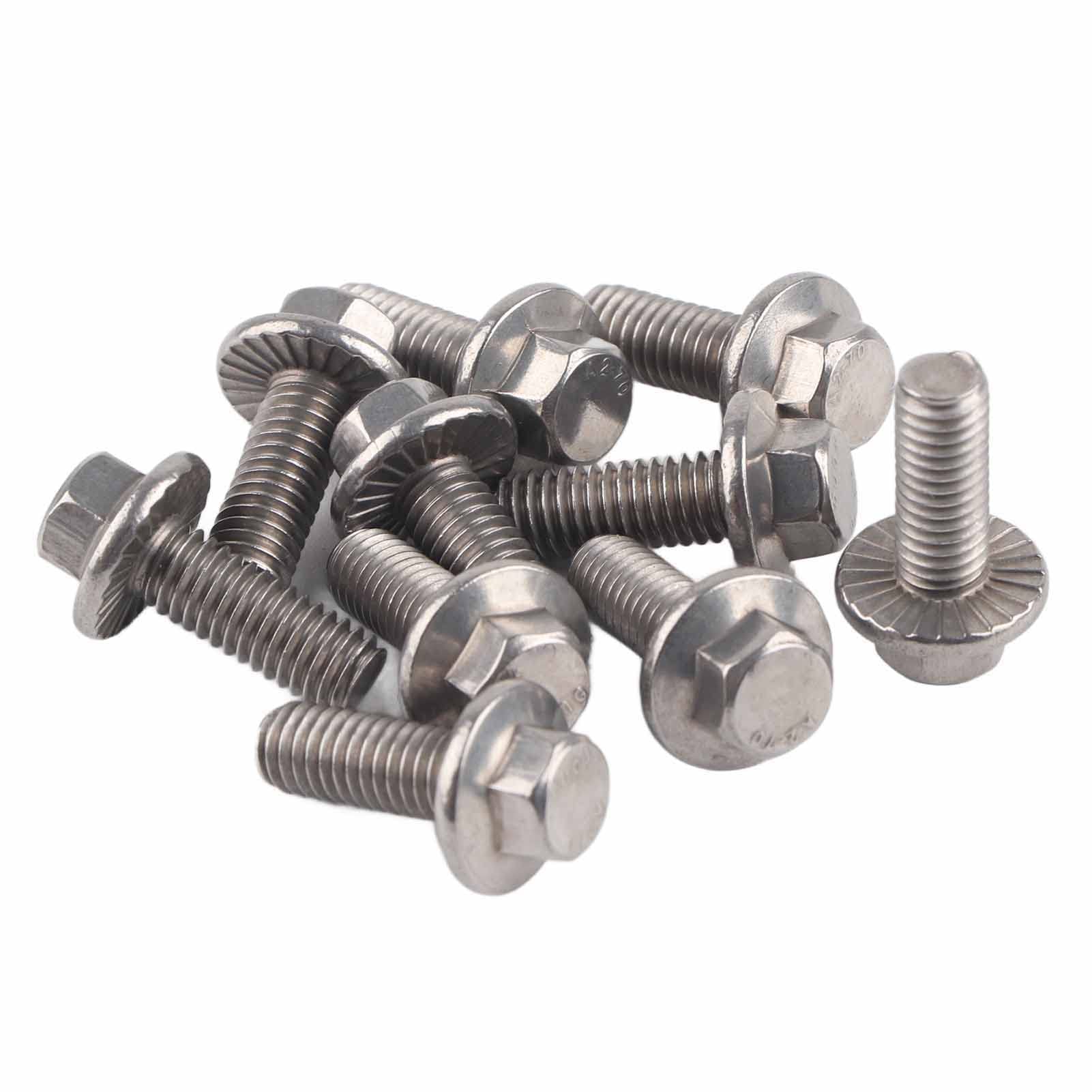 10pcs M6 Stainless Steel SS304-70 Hex Flange Screws Washer Head Bolts Fastener Hex Head with Flange(M6*16)