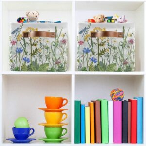 Storage Basket Cube Black White Flower Field Large Collapsible Toys Storage Box Bin Laundry Organizer for Closet Shelf Nursery Kids Bedroom,15x11x9.5 in,1 Pack