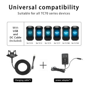 LANADO USB Charger Cable with Adapter for Zebra Symbol TC70 TC75 PDA Handheld Computer Charger Set Replaces CBL-TC7X-USB1-01 for TC72 TC77 Scanner