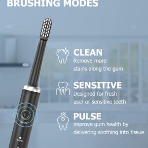 Electric Toothbrush with 6 Brush Heads - Travel Rechargeable Electric Power Toothbrushes, IPX7 Waterproof 2 Minutes Smart Timer, 4 Hours Fast Charge for 60 Days