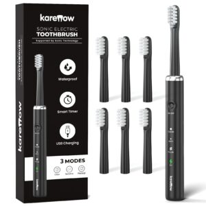 electric toothbrush with 6 brush heads - travel rechargeable electric power toothbrushes, ipx7 waterproof 2 minutes smart timer, 4 hours fast charge for 60 days