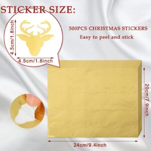 Whaline 500Pcs Christmas Gold Seal Stickers Elk Self-Adhesive Envelope Stickers 1.8 Inch Xmas Reindeer Golden Foil Sticker Lables for Christmas Wedding Party Invitations Greeting Cards Craft Decor