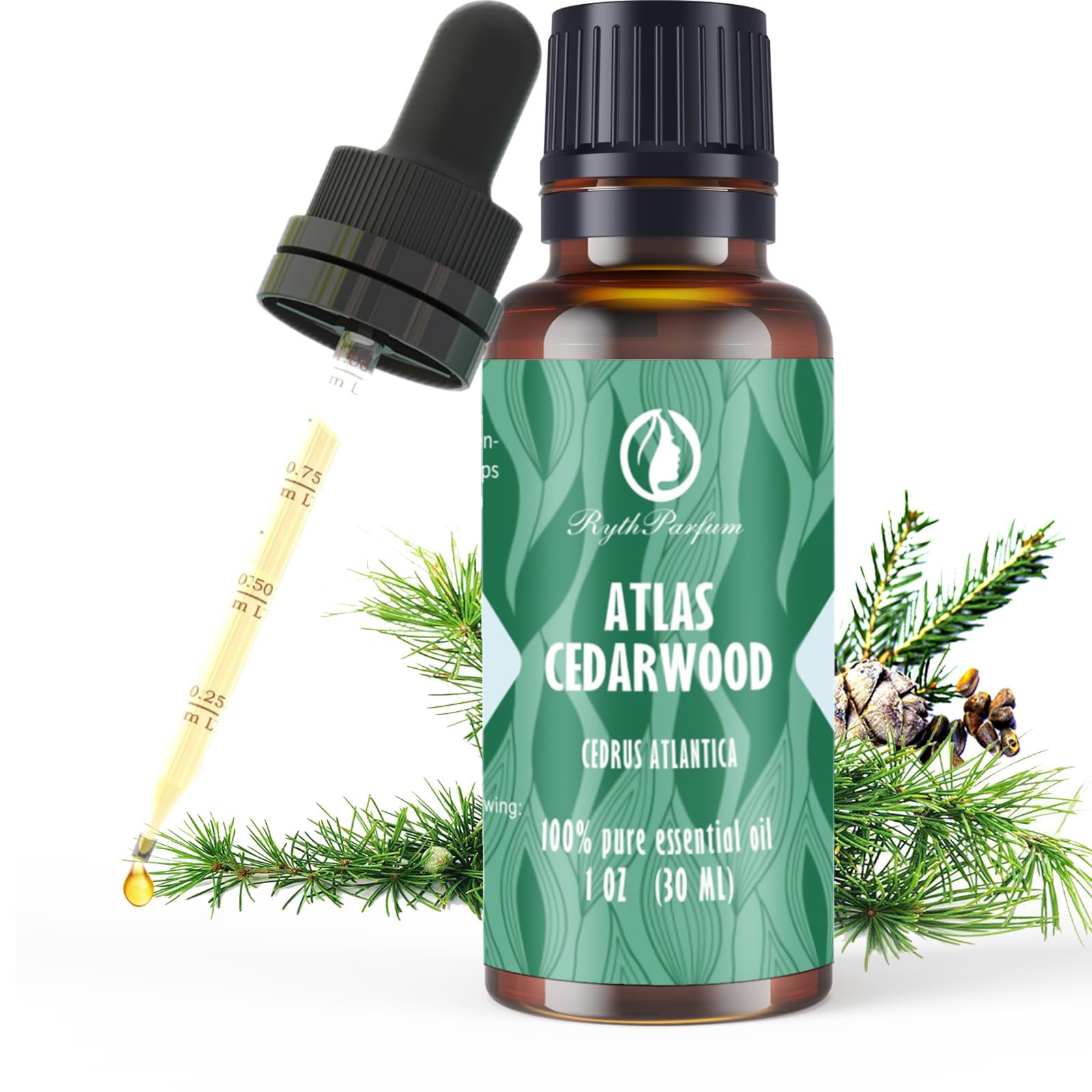 RythParfum Atlas Cedarwood Essential Oil with Dropper|100% Pure,Undiluted Natural Mint Oil for Diffuser,Humidifier,Aromatherapy (Pack of 3 oz)