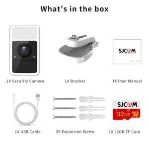 SJCAM 4MP Security Cameras Wireless Outdoor, 2K Home Camera with Spotlight, Battery Powered, Waterproof, 2-Way Audio&Siren Alarm, AI Motion Detection, Color Night Vision, with 32G TF Card (White)