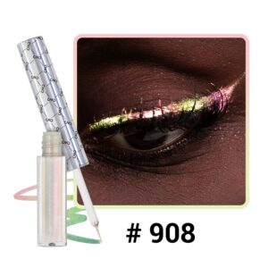 CHARMACY Multichrome Liquid Eyeliner, Glitter Chameleon Liquid Eyeshadow Eyeliner Makeup,High Pigmented with Waterproof &Smudge Proof Formula,Longwearing,Ultra-Fine Tip,PALE PINK YELLOW 908