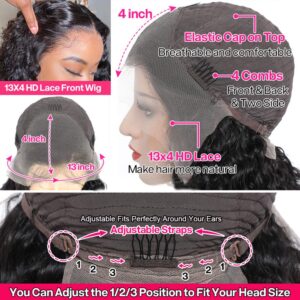 Water Wave Lace Front Wigs Human Hair HD Wet and Wavy Lace Front Wigs Human Hair Glueless Water Wave Human Hair Wig for Black Women 28 Inch Curly Lace Front Wigs Human Hair Pre Plucked Natural Color