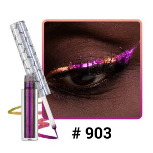 CHARMACY Multichrome Eyeliner Liquid Liner, Metallic Glitter Shimmer Eyeliner, Long Lasting High Pigmented with Waterproof & Smudge Proof Formula, Ultra-Fine Tip PURPLE GOLD GREEN 903