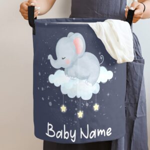 Personalized Baby Laundry Basket with Name for Boy Girls Custom Baby Laundry Hamper with Handle Animal Collapsible Organizer Storage for Bedroom Living Room Home Decor