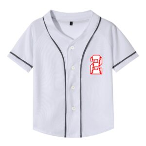 2nd Birthday Shirt Baby Boys Two Year Old Tops Baseball Birthday T-Shirt Clothes Outfit(White-2rd 2 Years)