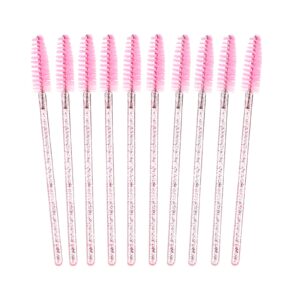 MJ JOMAY 150PCS Disposable Eyelash Brushes,Mascara Stick Makeup Brush Applicator Eyelash Extension Kit and Brow Brush with Container (Pink)