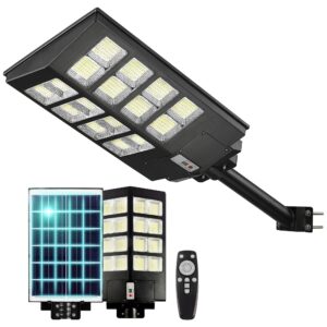 lovus 3000w led solar street light outdoor, 300000lm commercial solar flood security light dusk to dawn with motion sensor, 6000k solar parking lot lights for wall, pole, st1000-086