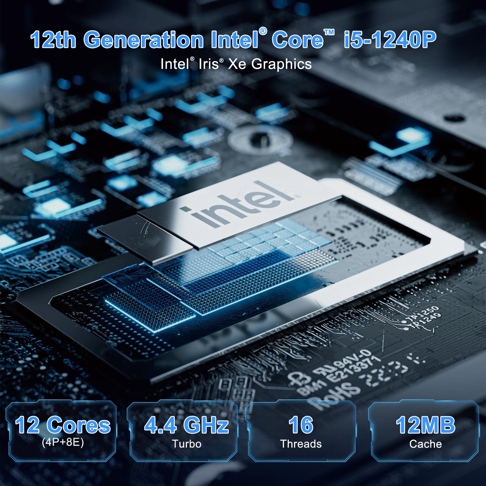 Intel NUC 12 NUC12WSHi5 Wall Street Canyon Mini Computer 12th Gen Intel Core i5-1240P, 12 Cores(4P+8E), 16 Threads, 12MB Intel Smart Cache, Intel Iris Xe Graphics,16GB RAM,512GB PCIe SSD, Win 11 Pro