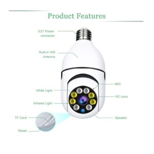 DEXINLONG Light Bulb Camera, 360 Degree E27 Bulb Security Camera Outdoor, 1080P Home Surveillance Cameras System with Human Motion Detection and Alarm (2pc)