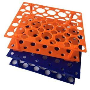 3 PCS 50 Well Centrifuge Tube Rack for 10ml/15ml/50ml Laboratory Plastic Tube Rack Holder (Deep Blue, Orange, Light Blue)