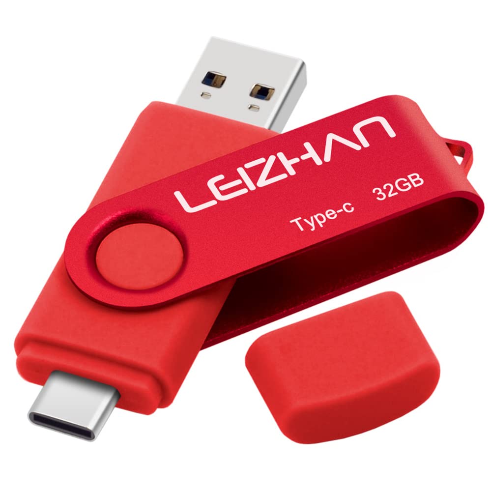 leizhan 32GB USB-C Flash Drive, Type-C USB Drive 3.0 for Samsung Galaxy Note10, S10,Note 9, S9, Note 8,S8,Google Pixel, Red