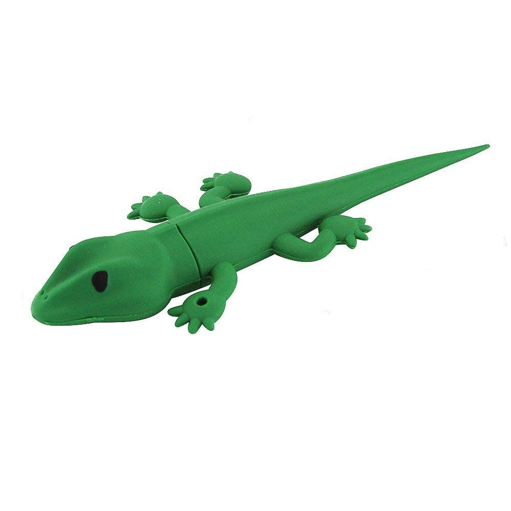 CHUYI Novelty and Cute Animal Series Lizard Shape 128GB USB 2.0 Flash Drive Pen Drive Memory Stick Cartoon Thumb Drive Cool Pendrive U Disk Xmas Gift (Green)